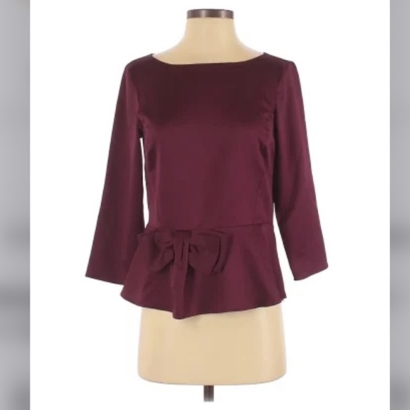 Ann Taylor Tops - Ann Taylor A-line Bow 3/4 Sleeves Blouse Red 4